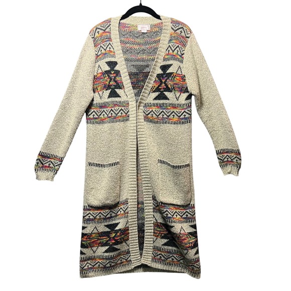 Kamana Sweaters - Kamana Southwestern Longline Cardigan Sweater Aztec Knit Boho Open Front M